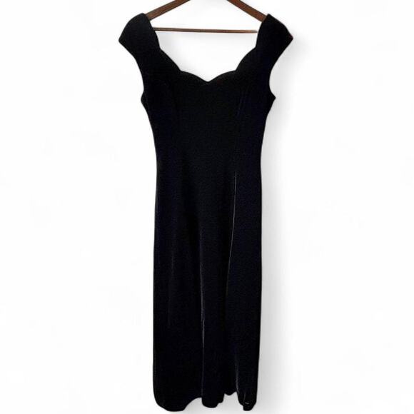 Anne Klein for Kenar Black Velvet Gown Size 4 Off Shoulder Evening Dress - Picture 2 of 8